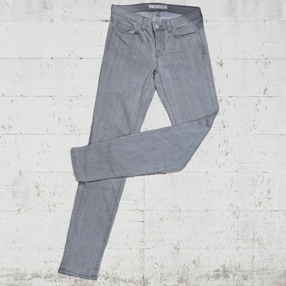 J Brand Grey Mid Rise Stretch Close Cut Rail Starr Modern Skinny Jeans Size 26 - Picture 1 of 8